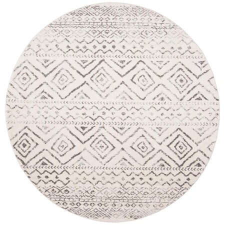 Safavieh 5 x 5 ft. Tulum Power Loomed Round Area Rug; Ivory & Grey TUL267A-5R